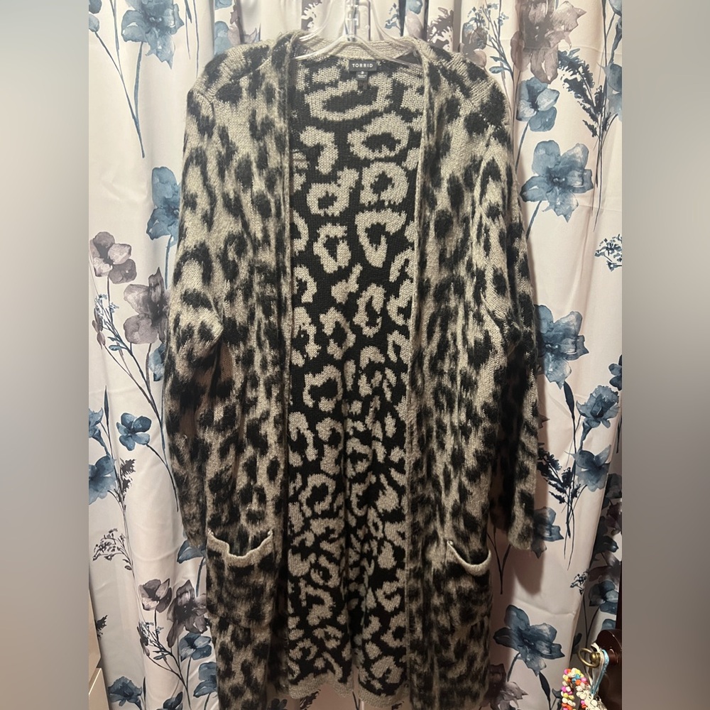 Torrid animal print fuzzy sweater